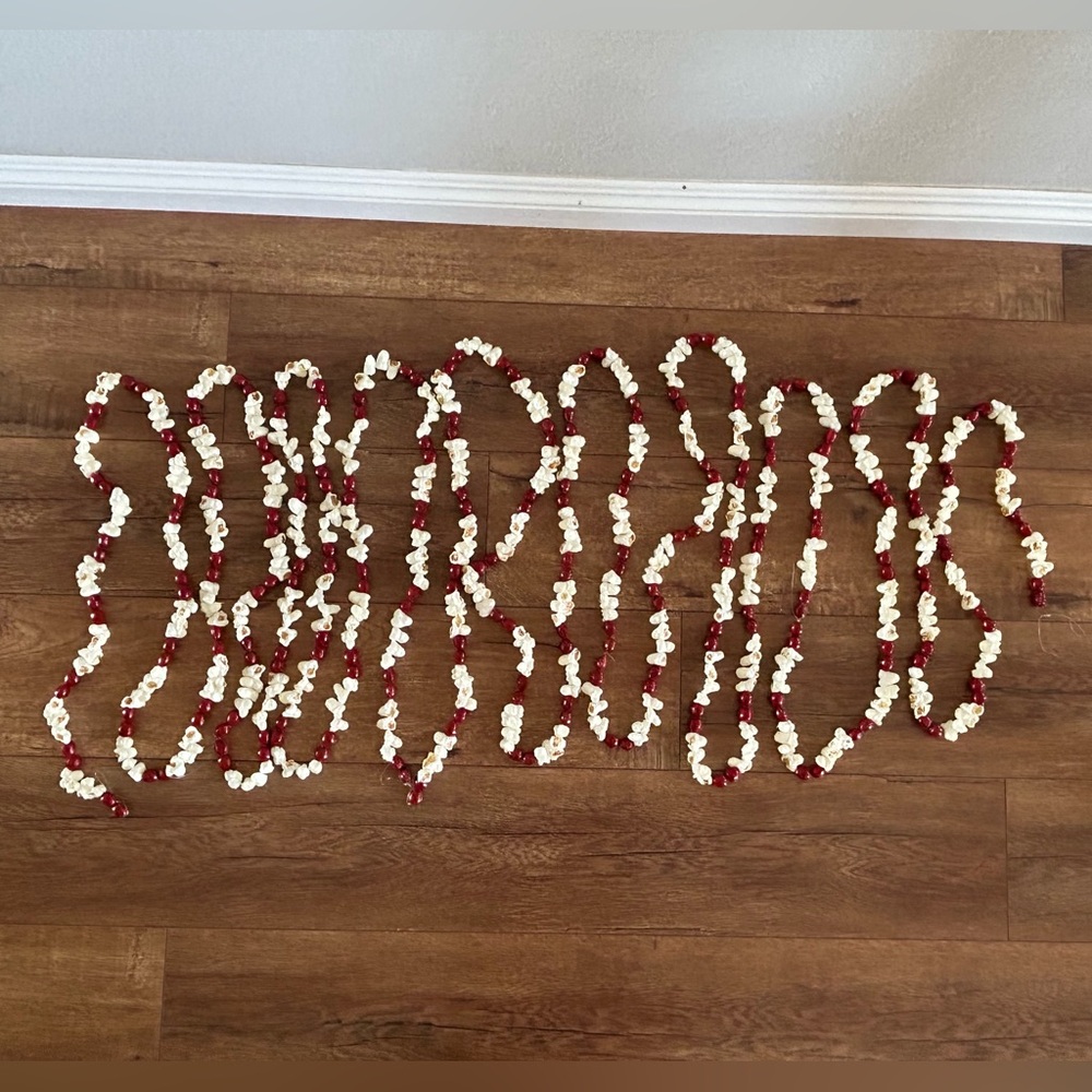 White Popcorn and Red Chocolate Cherry Garland - Picture 2 of 5